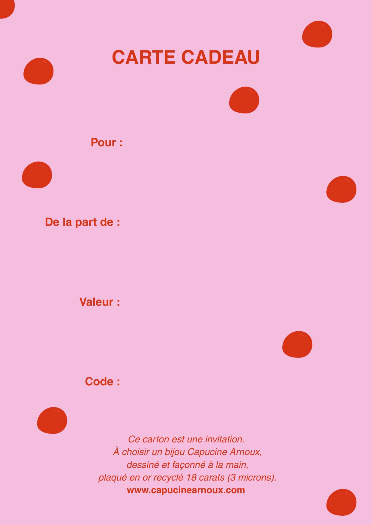 Carte Cadeau Capucine Arnoux