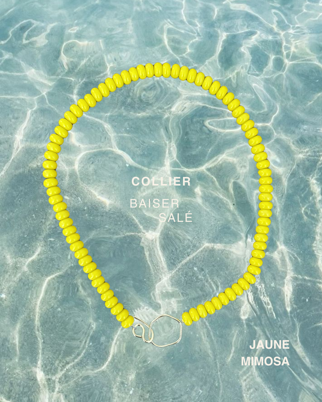 Collier Baiser salé jaune mimosa plaqué or 18k — détail par Capucine Arnoux